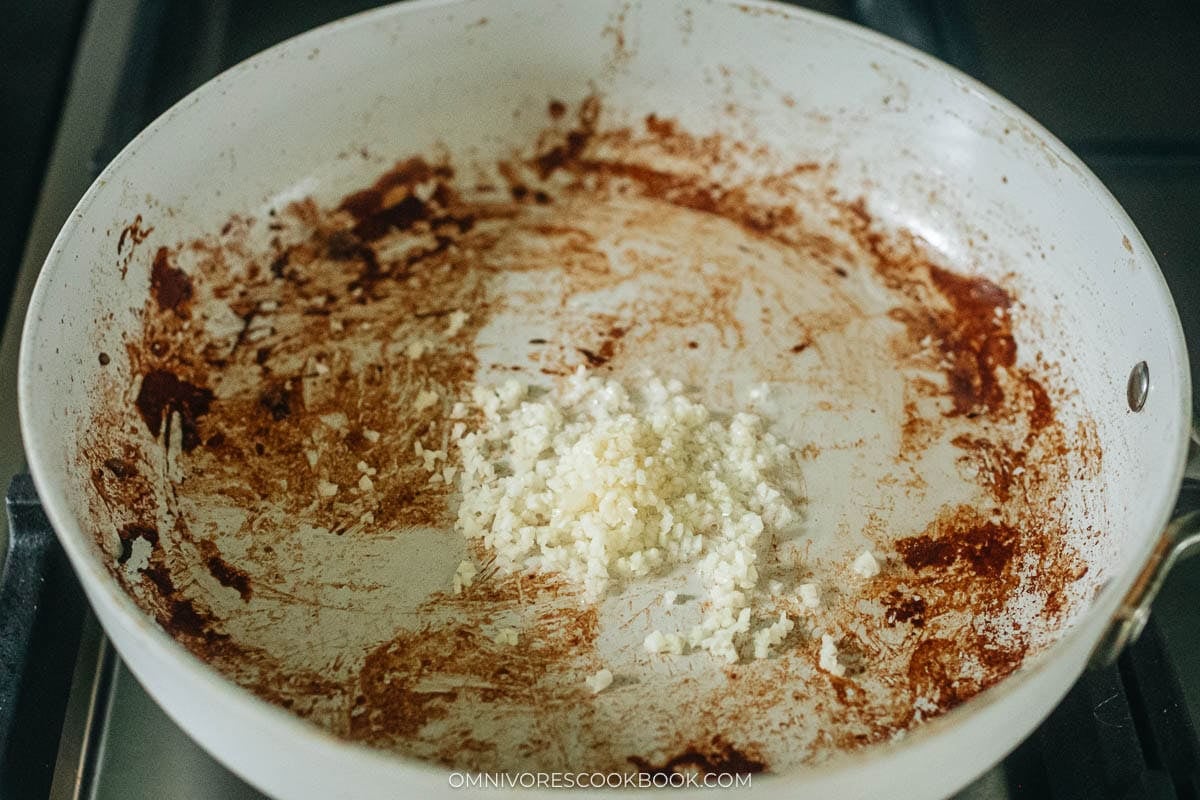 cooking the garlic