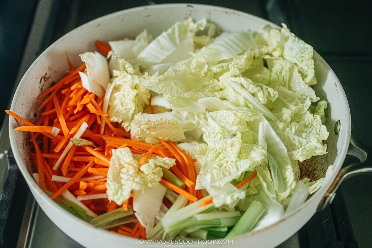 cooking the veggies