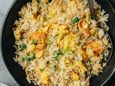 Egg fried rice served in a bowl