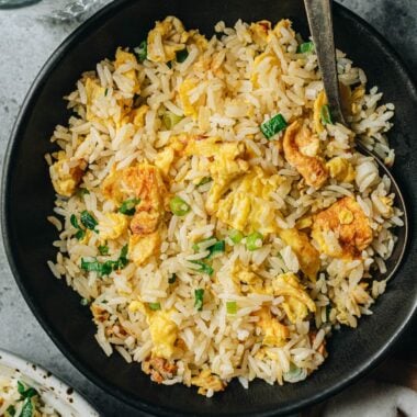Egg fried rice served in a bowl