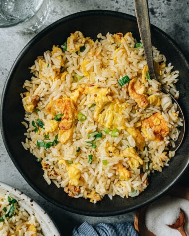 Egg fried rice served in a bowl