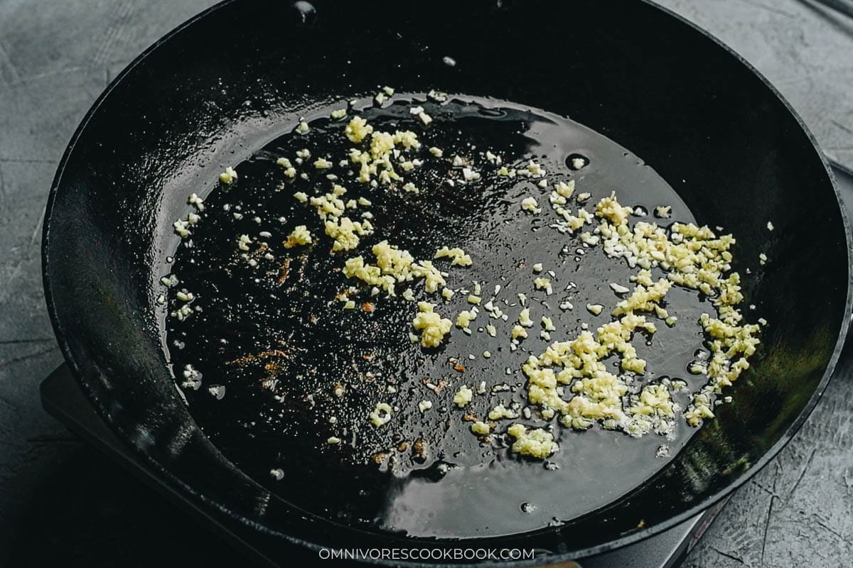 cooking the garlic and ginger