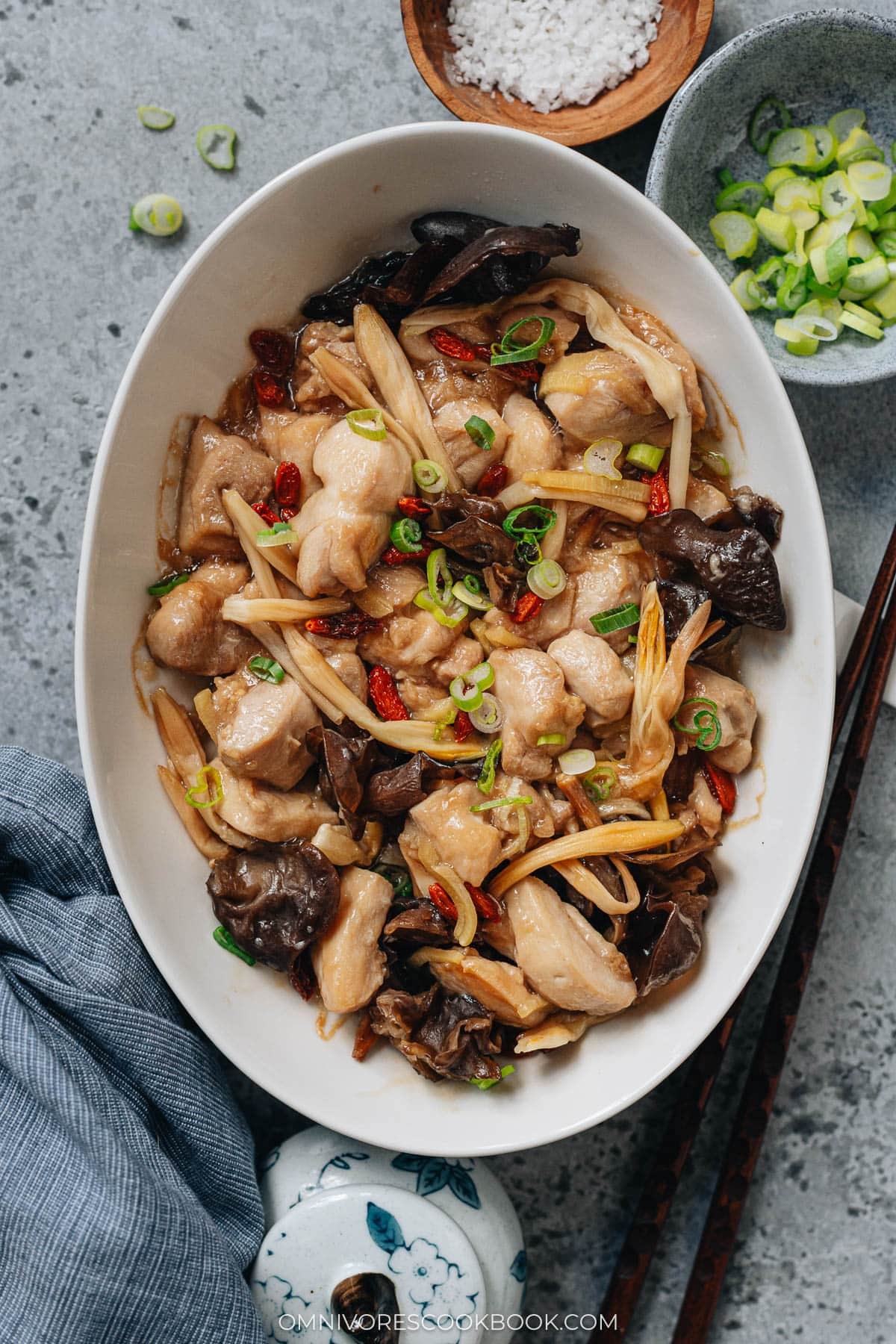 Chinese steamed chicken close up