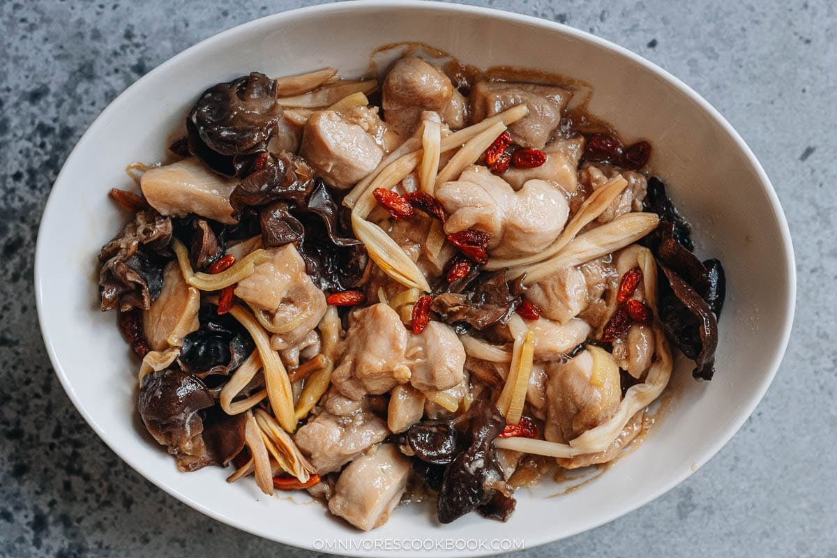 Chinese Steamed Chicken on a plate