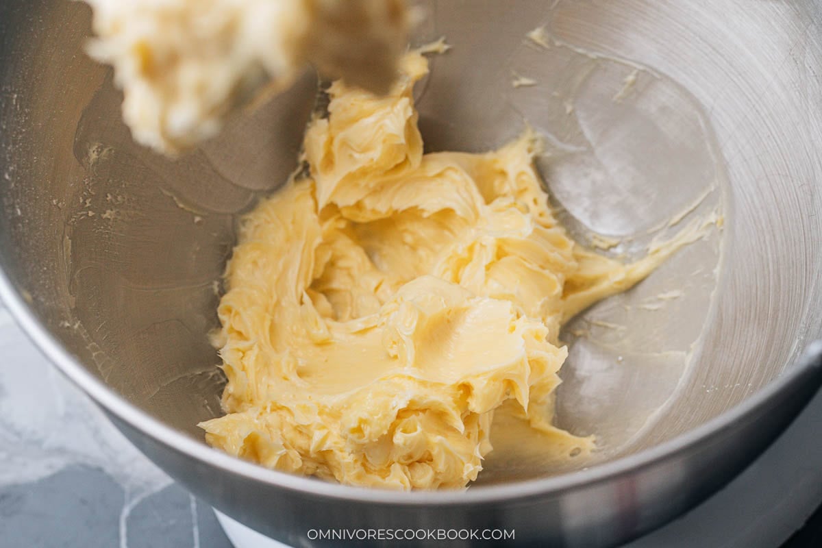Creamed butter for cookie dough