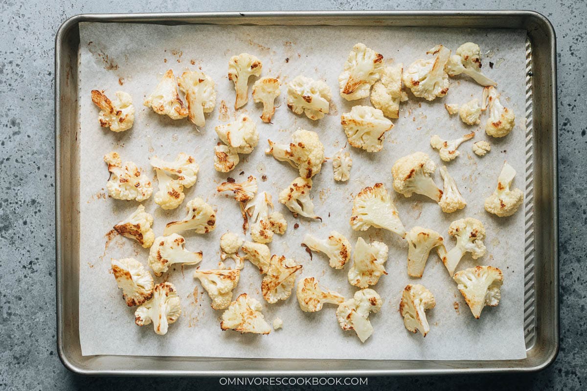 roasting the cauliflower
