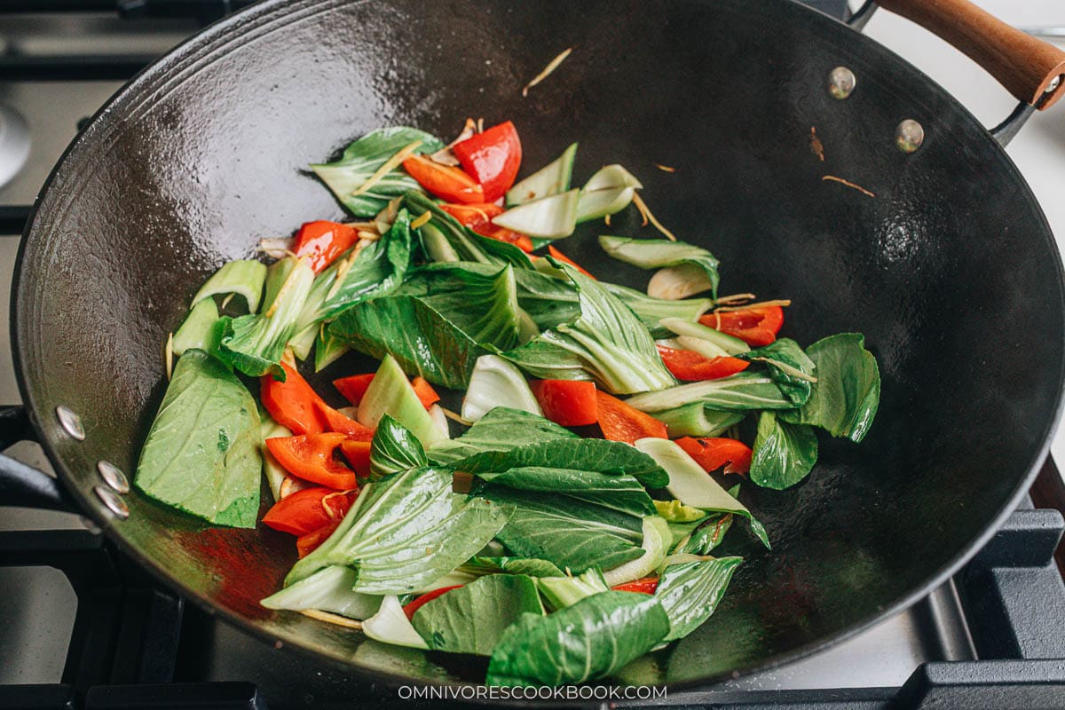 stir frying the vegetables