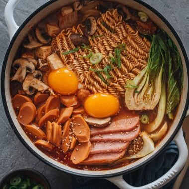 Korean army stew in a pot