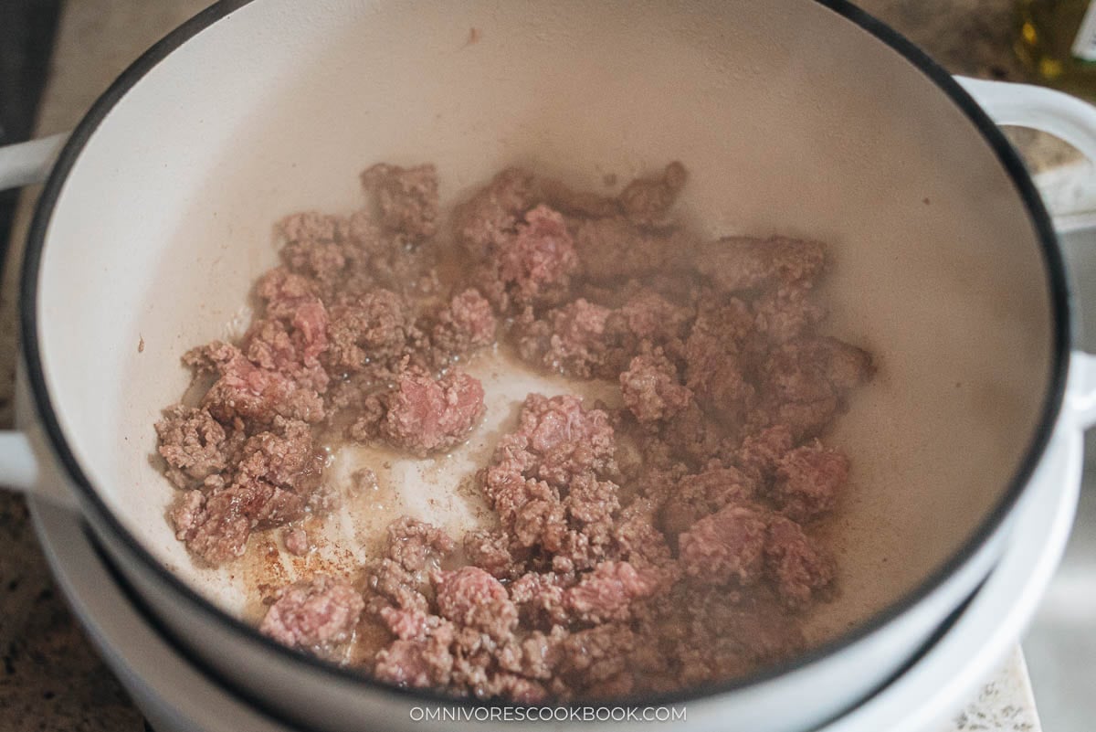 browning the ground meat