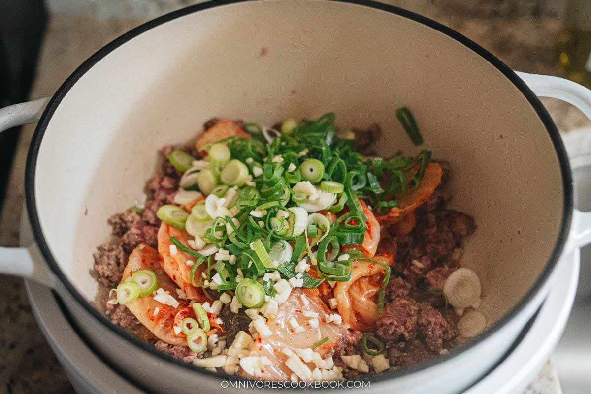 cooking aromatics in the pot