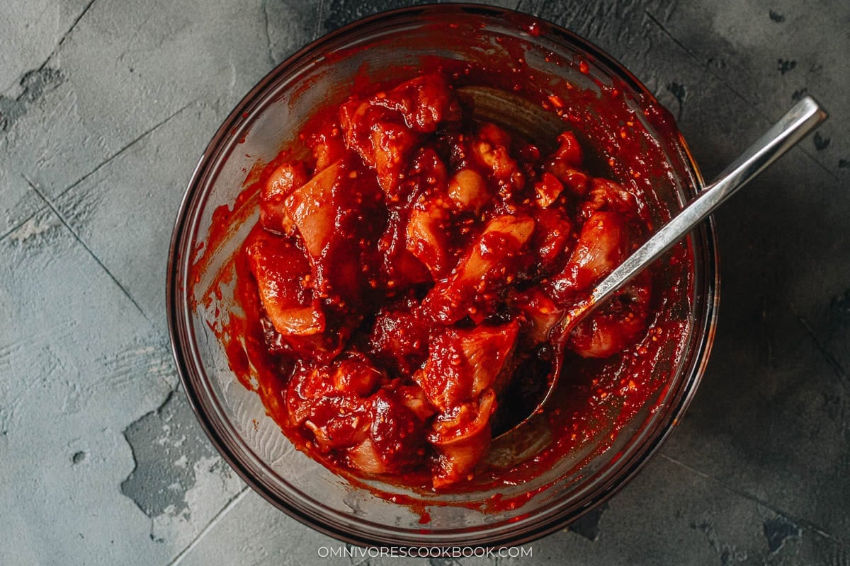 Marinating the chicken