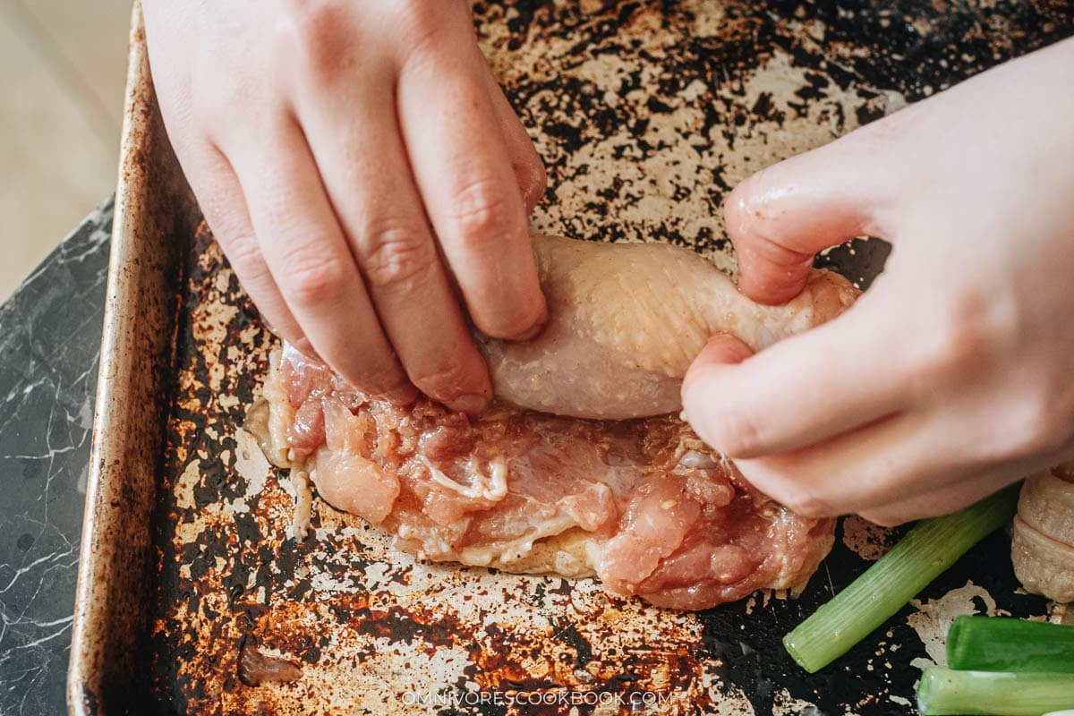 Rolling the chicken