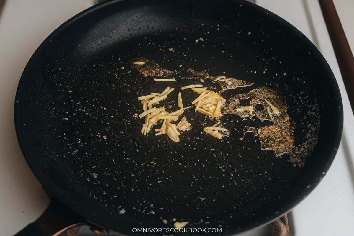 frying the ginger
