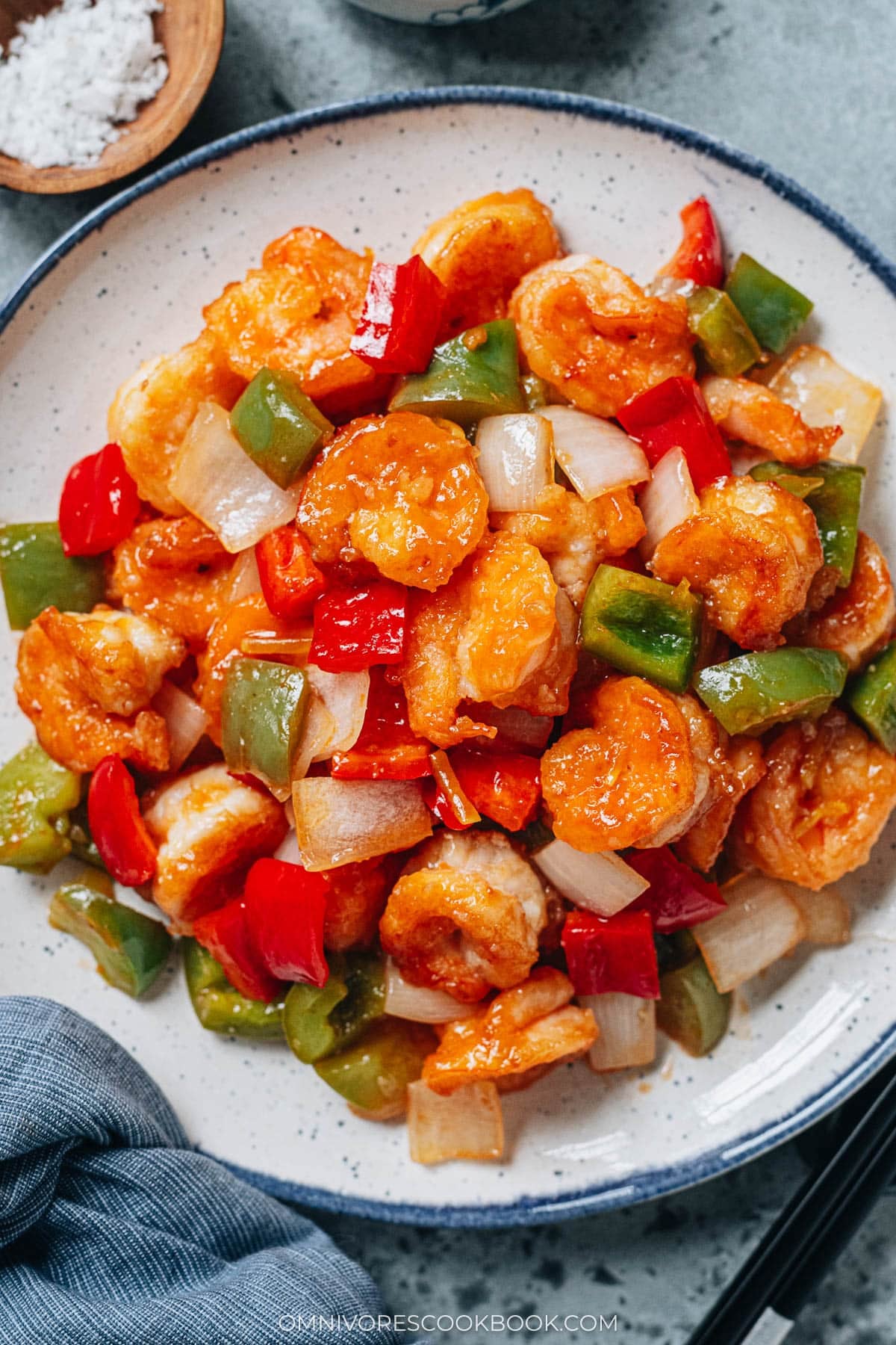 Sweet and sour shrimp close up