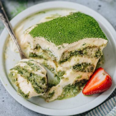 Matcha tiramisu - My recipe is richer compared to other Japanese Matcha tiramisu, because I used a formula that's closer to Italian tiramisu. It contains more egg yolk and mascarpone, with less whipped cream.