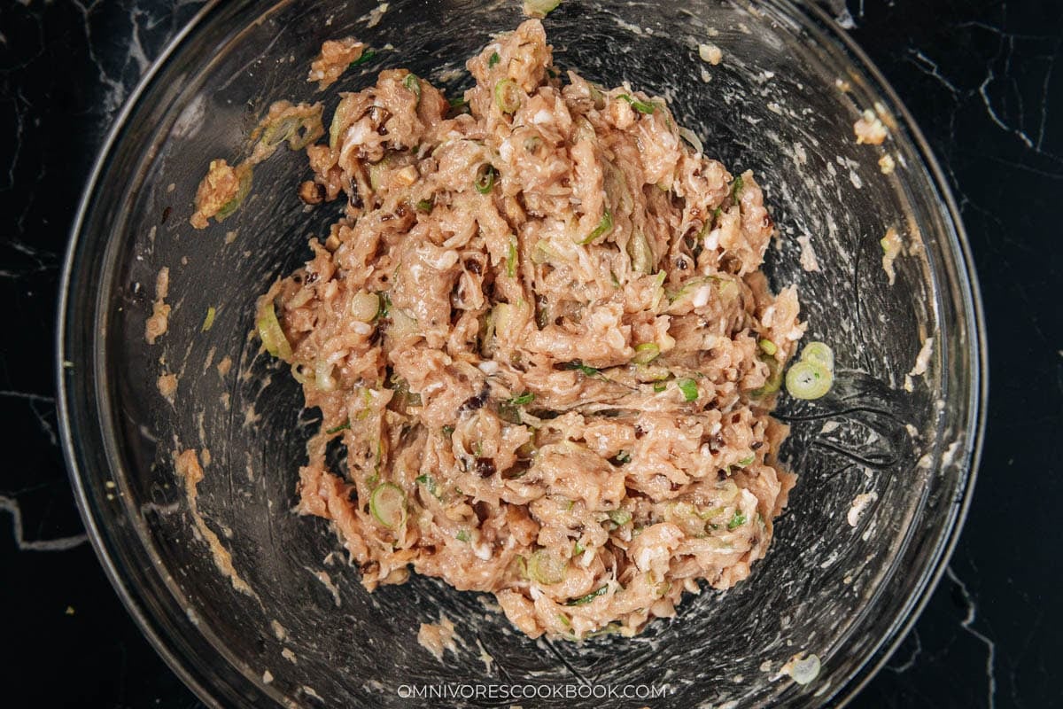 filling mixture in a bowl