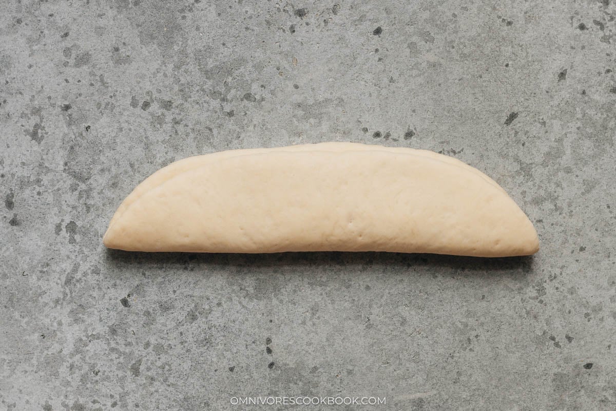 folded long oval dough