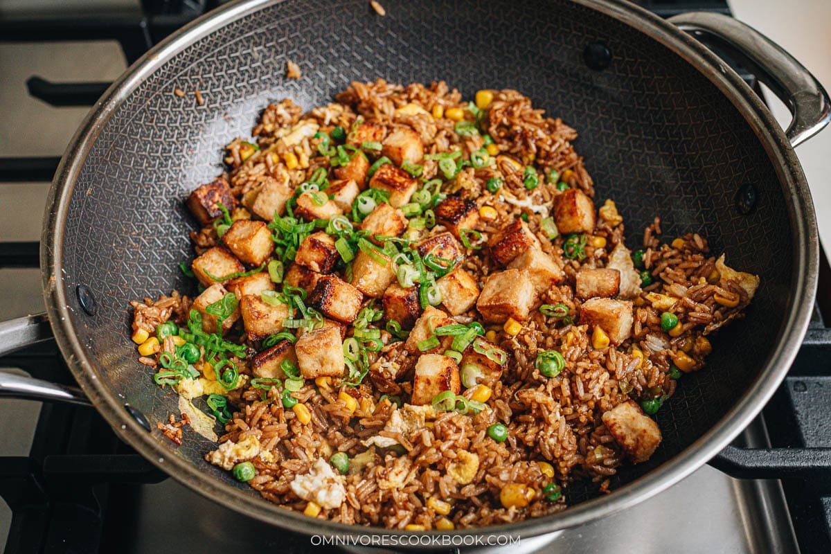Tofu Fried Rice in a pan