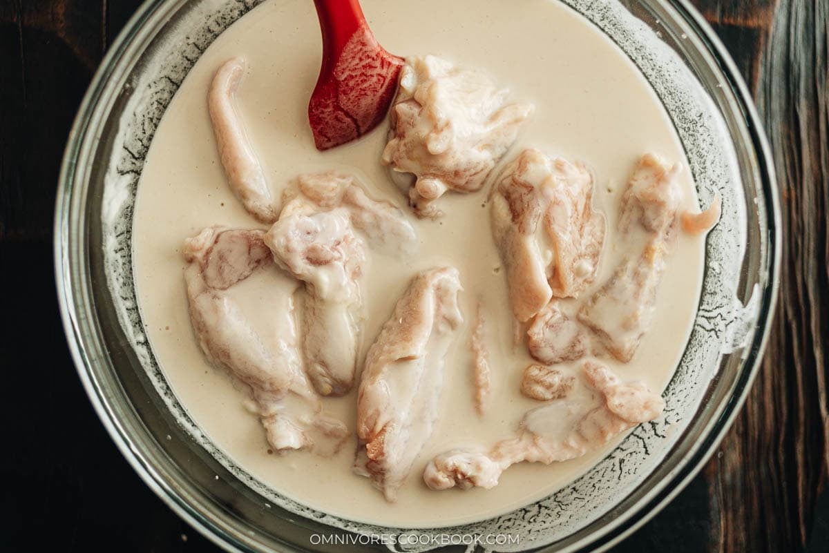 coating the wings in batter