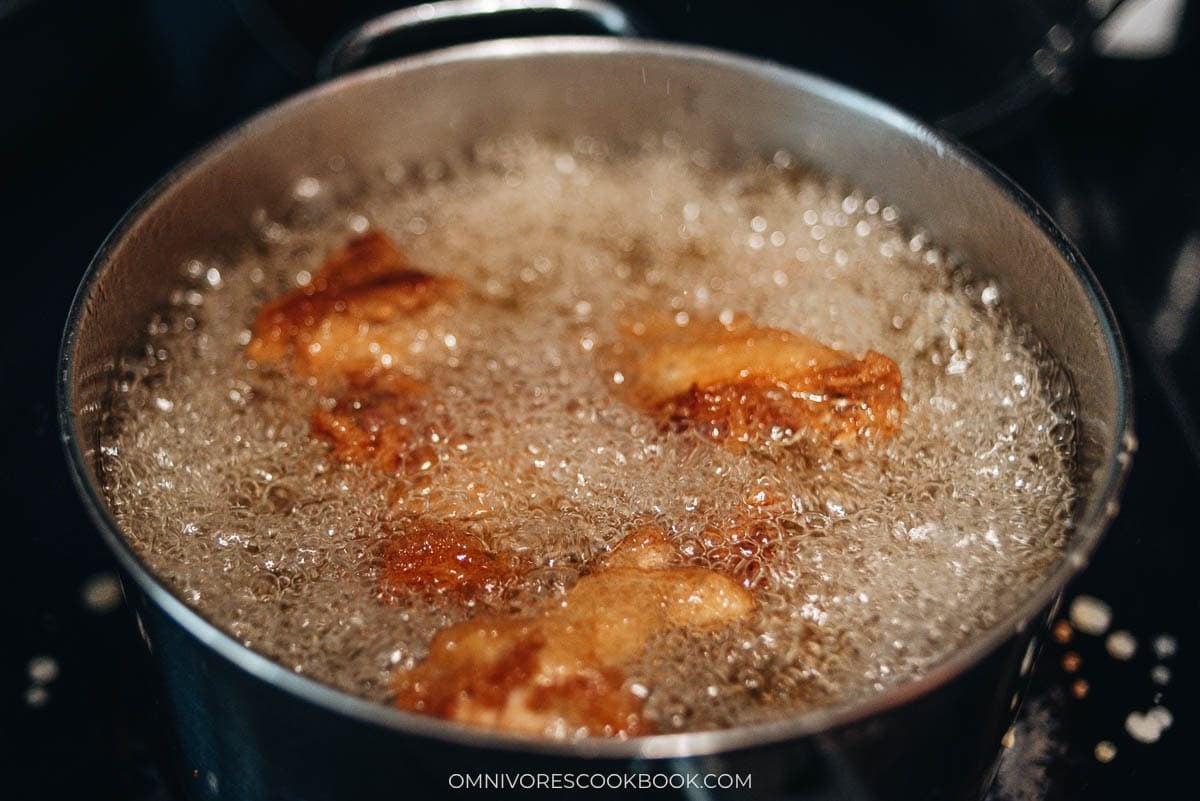 frying the wings in oil