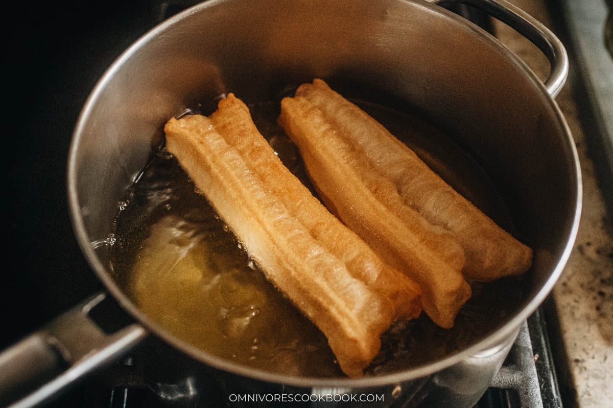 Fry the dough strips