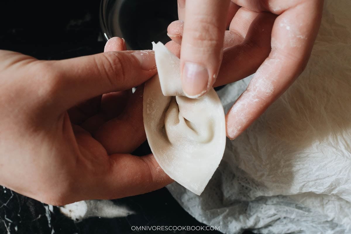 shaping the vegan wonton