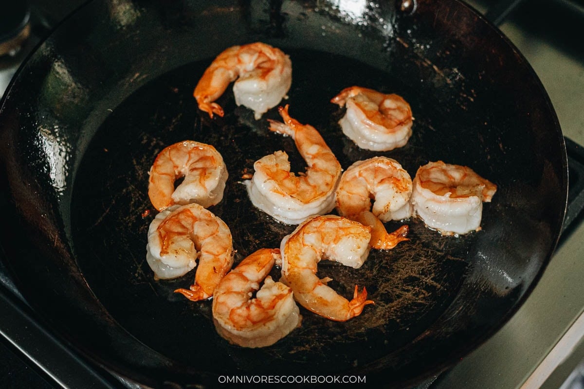 Sear the shrimp