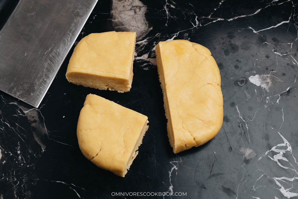 Cut the dough into 4 pieces