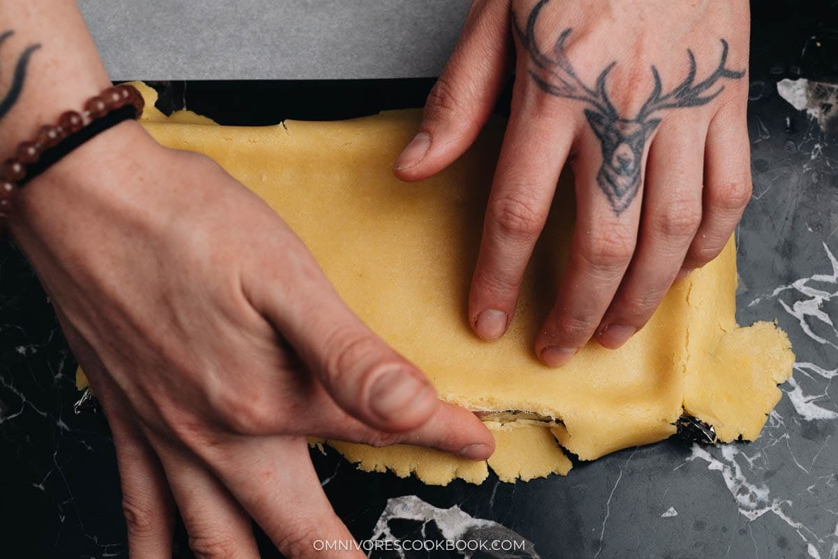 Pinch off the extra dough