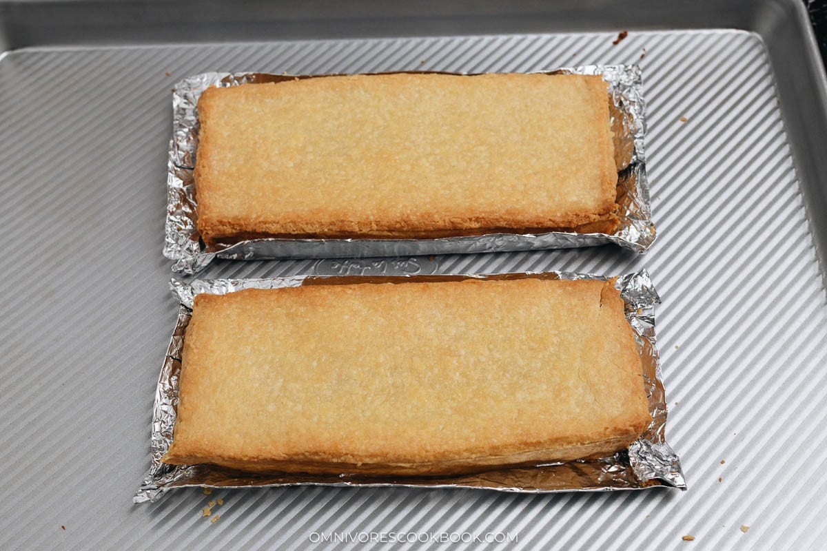 Bake the shaped pineapple cake until golden