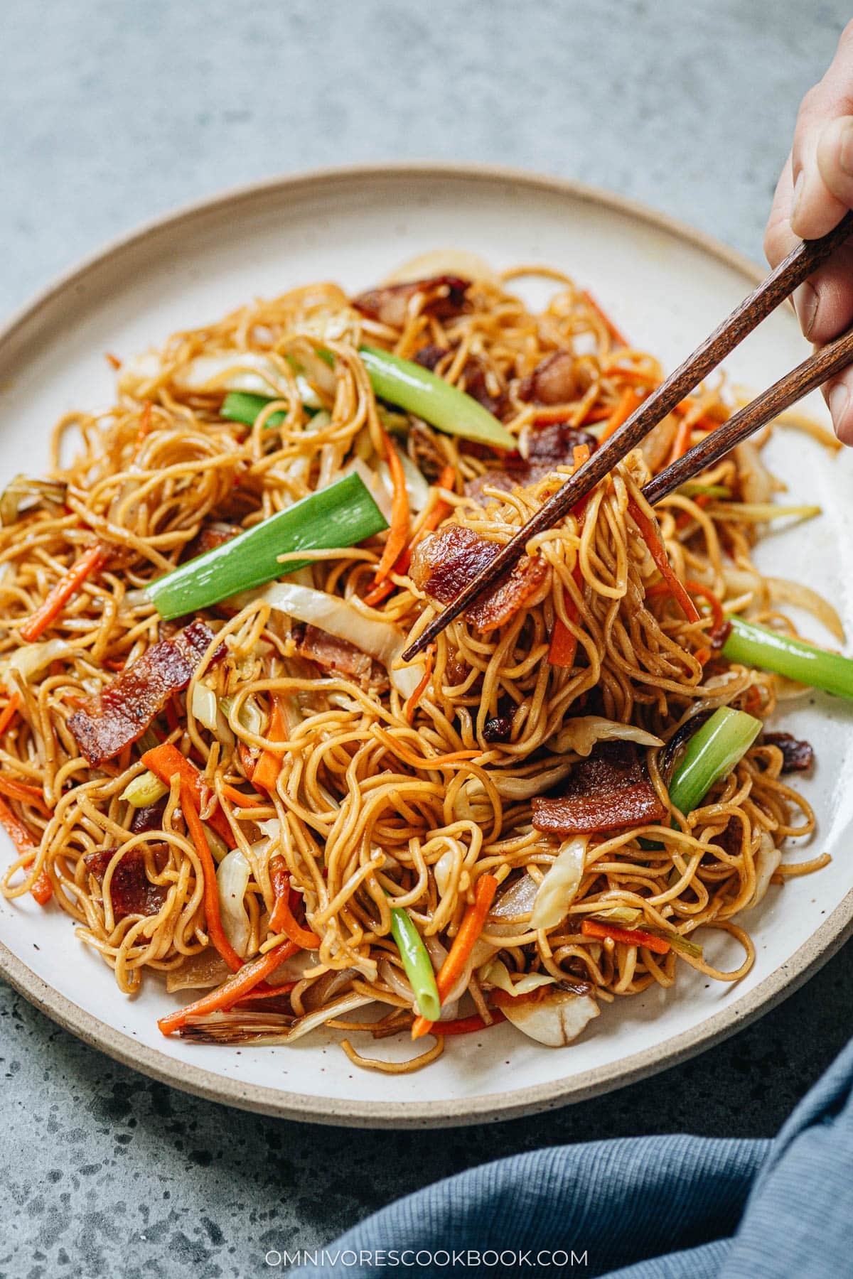 Bacon Pan Fried Noodles