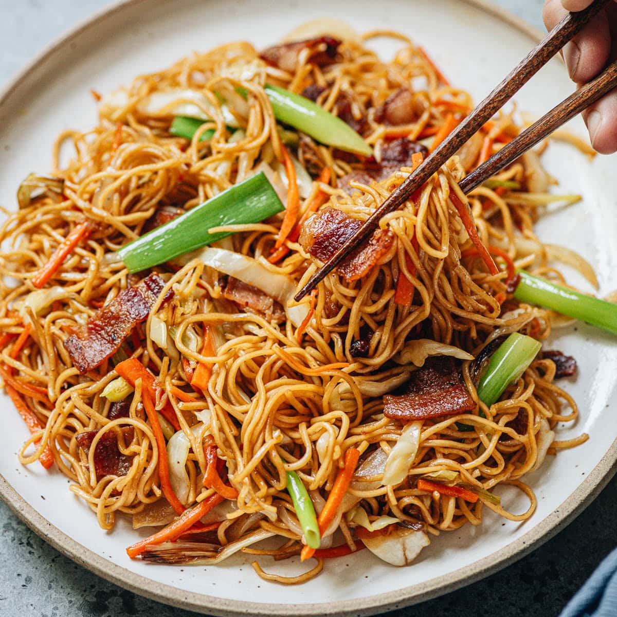 Bacon Pan Fried Noodles