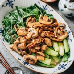 Chinese broccoli with mushrooms
