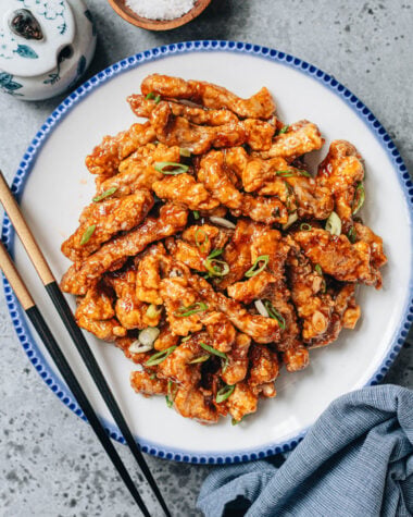 Sweet and sour pork in a pan
