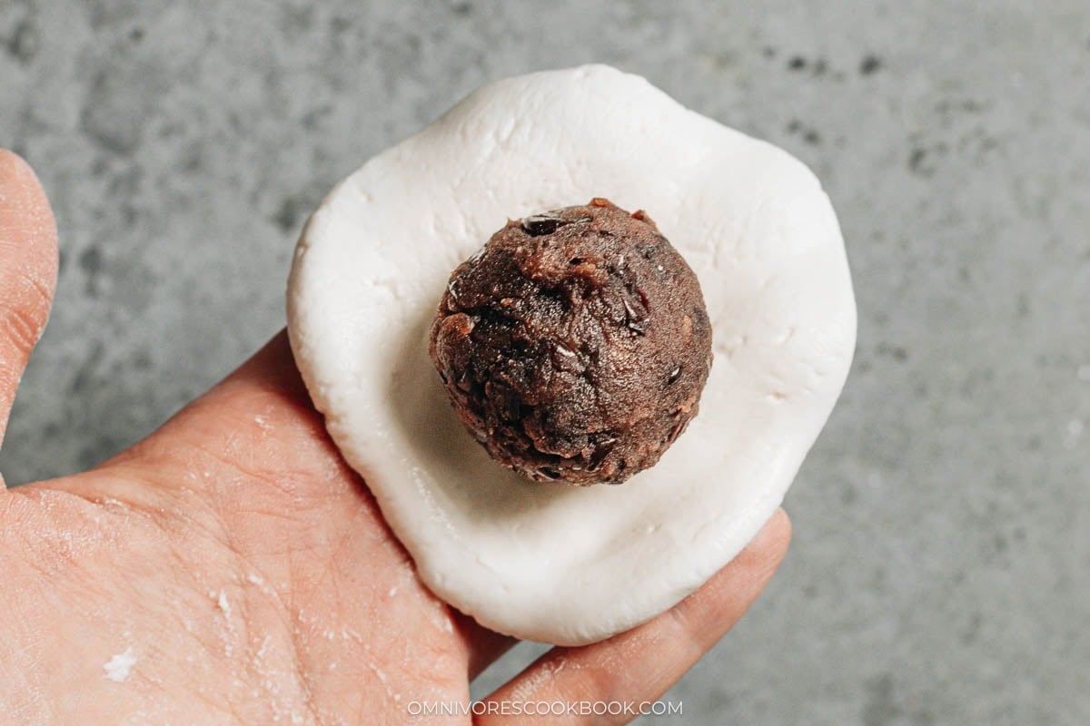 paste in the middle of dough