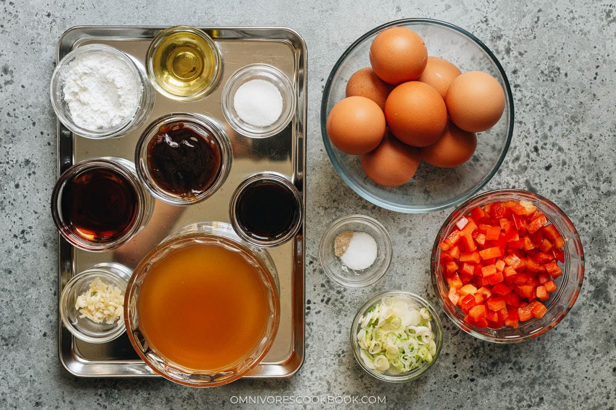 Ingredients for making egg foo young