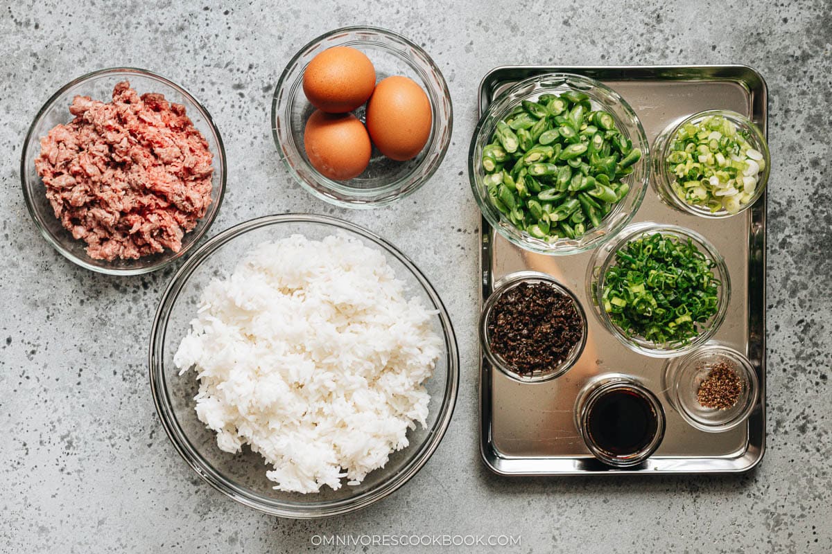 Ingredients for Sichuan fried rice