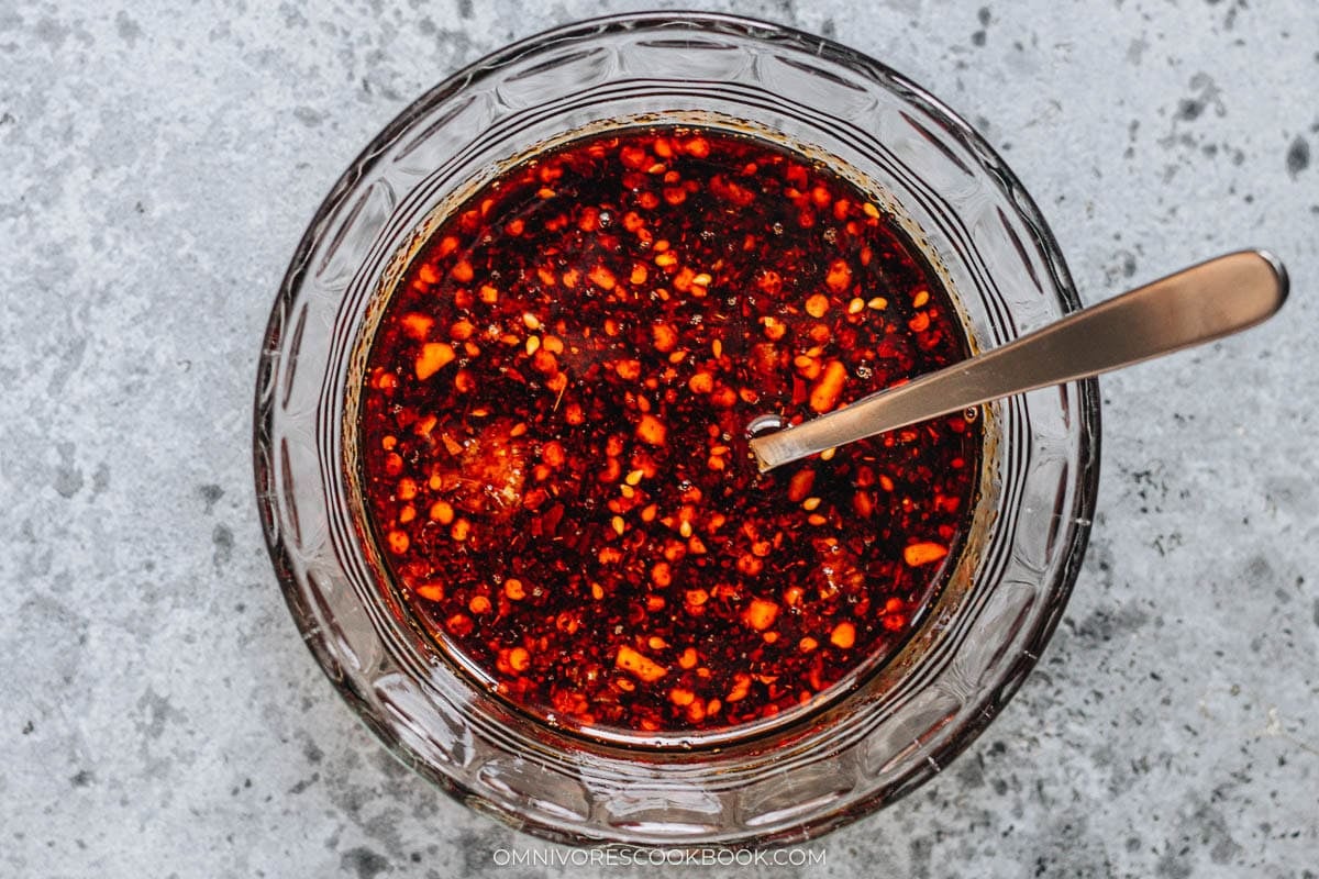 making the dressing in a bowl