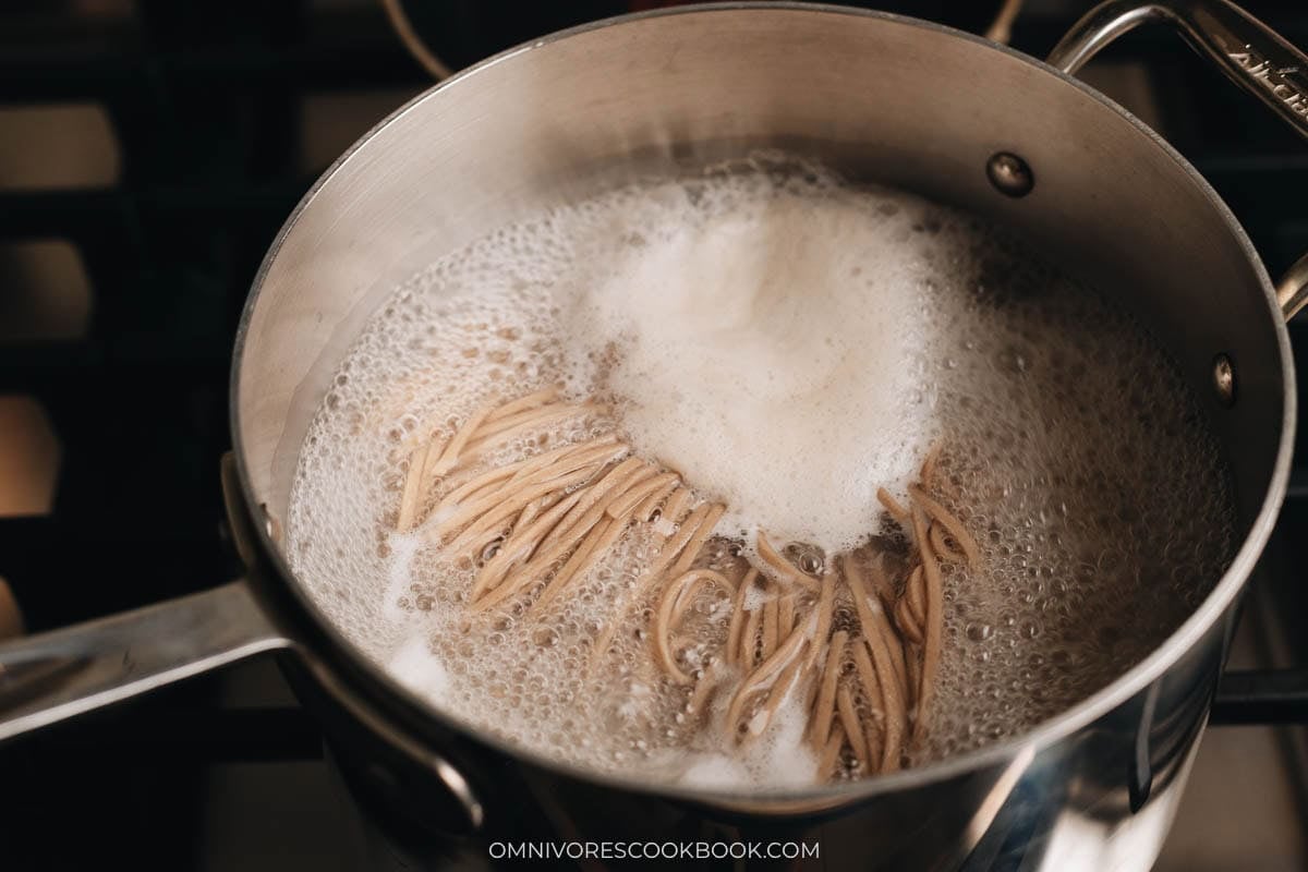 boiling the noodles