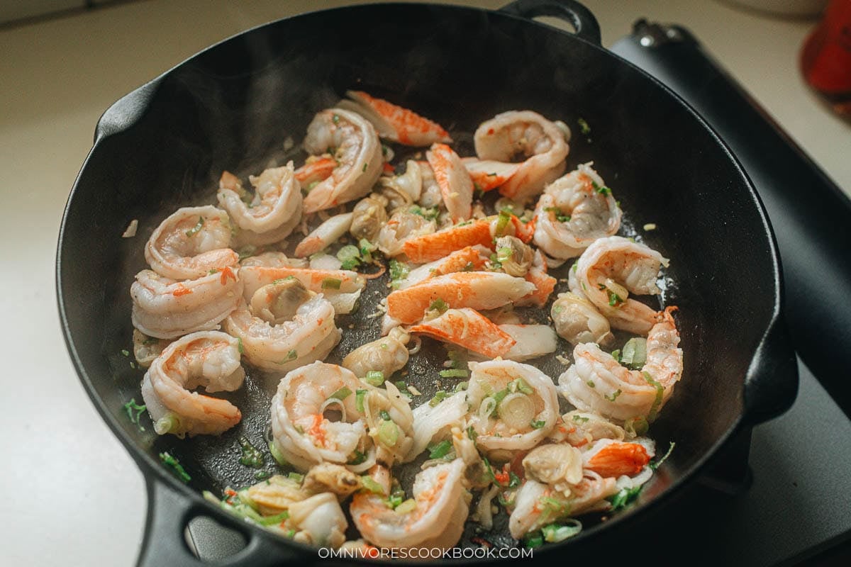 Cook the seafood