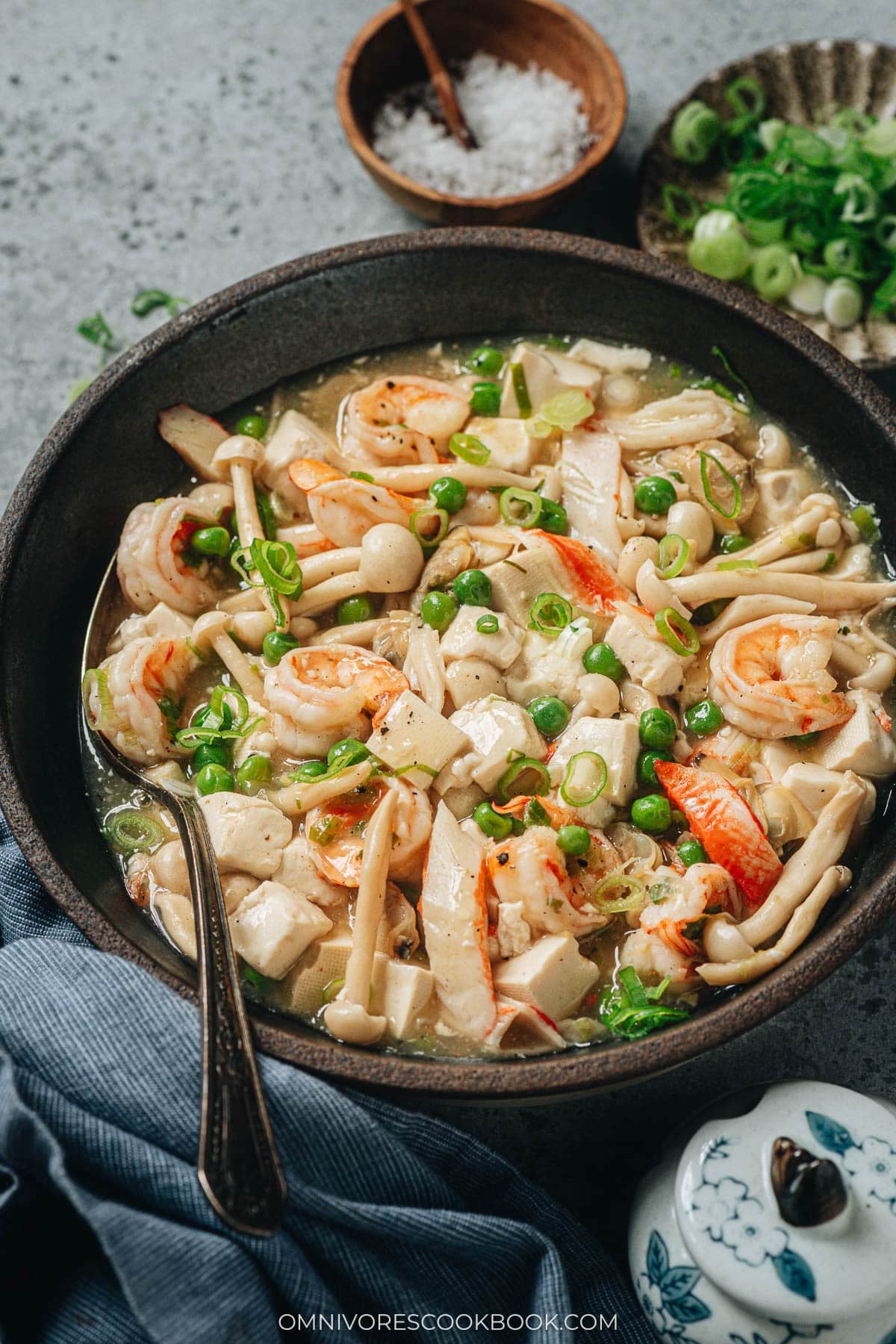 Chinese style seafood tofu stew