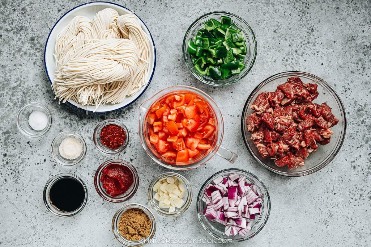 Noodles with Lamb Sauce ingredients