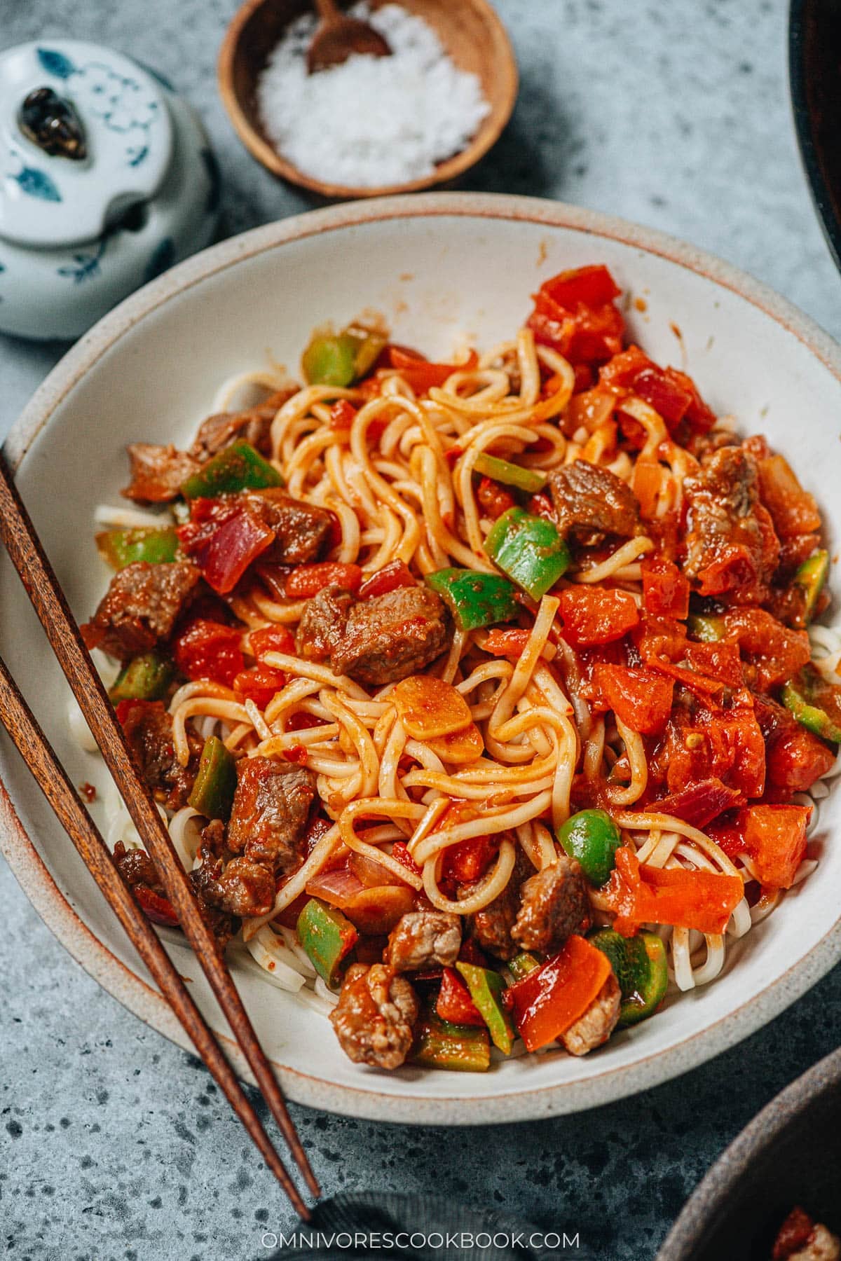Uyghur style noodles with lamb sauce