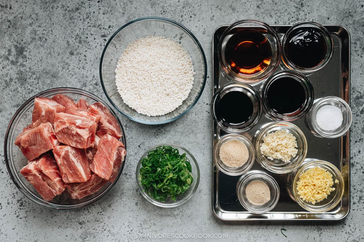 Steamed Ribs with Sticky Rice ingredients