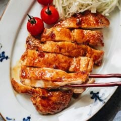 Japanese teriyaki chicken sliced