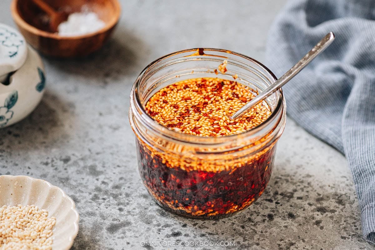 chili oil in a jar