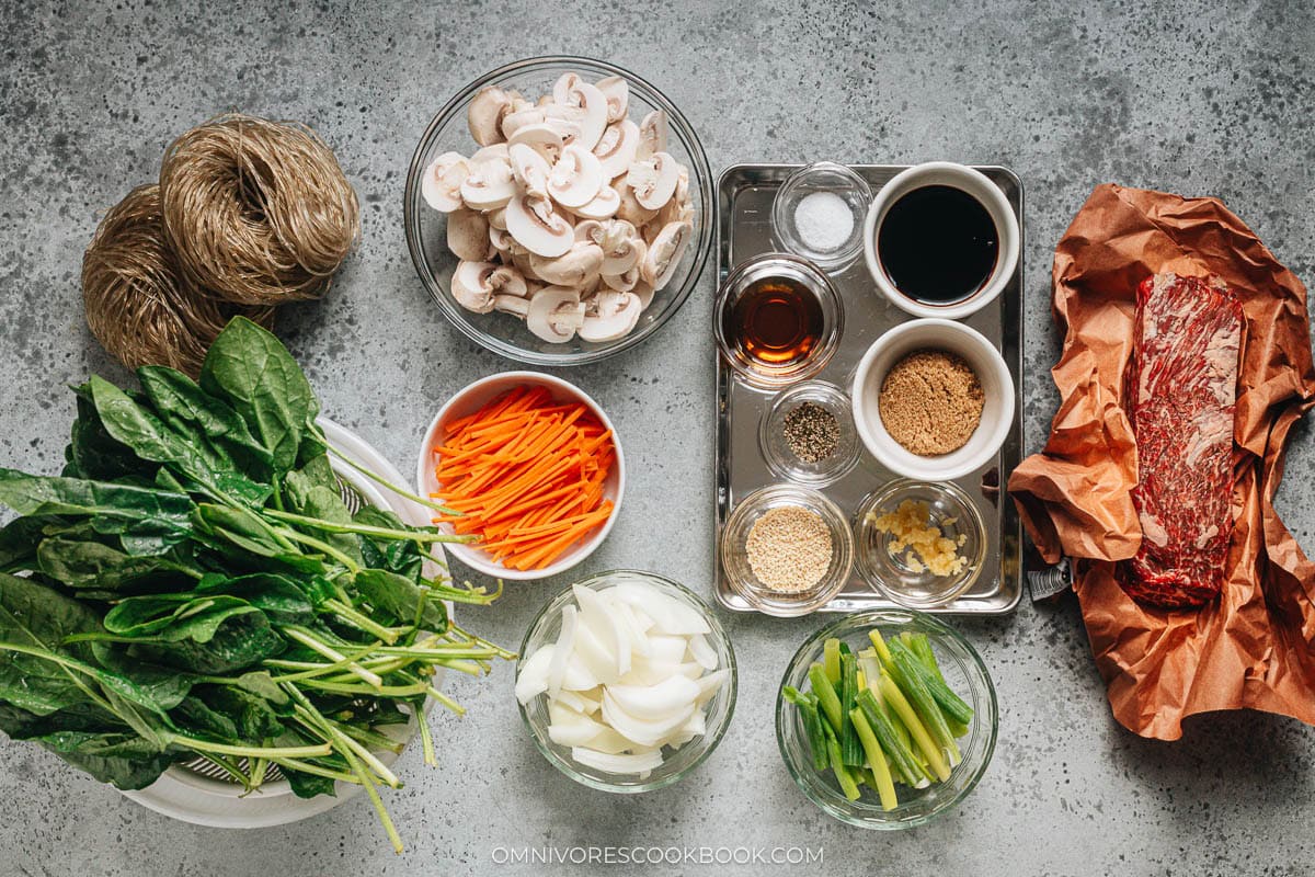 Korean Sweet Potato Noodles (Japchae)