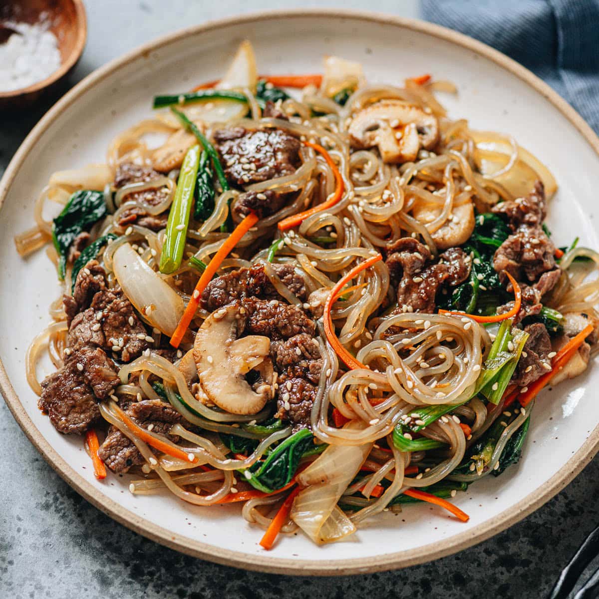 Korean Sweet Potato Noodles (Japchae)