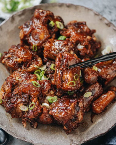 Chinese braised oxtail glossy in dark soy sauce