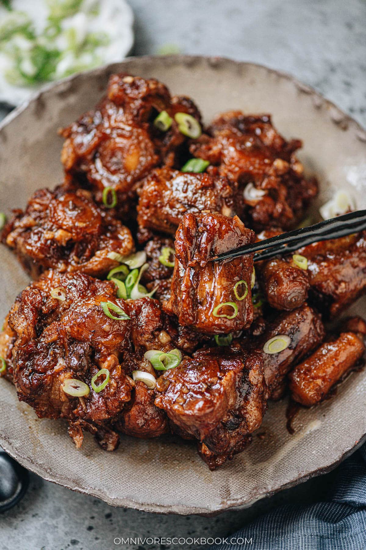 Chinese braised oxtail glossy in dark soy sauce